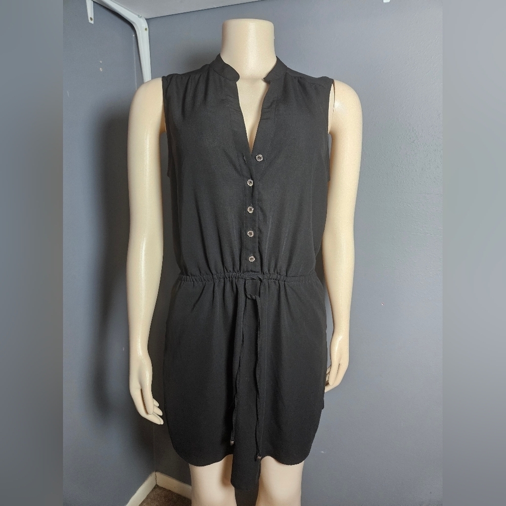 Guess Button-Front Black Jumpsuit
